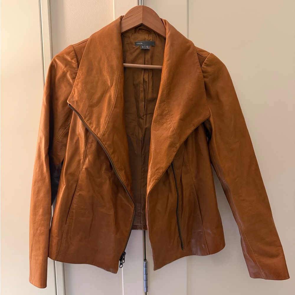 Vince Tan Leather Jacket
